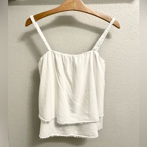 CLOTH & STONE White scrunchy strap tiered tank - Size Small